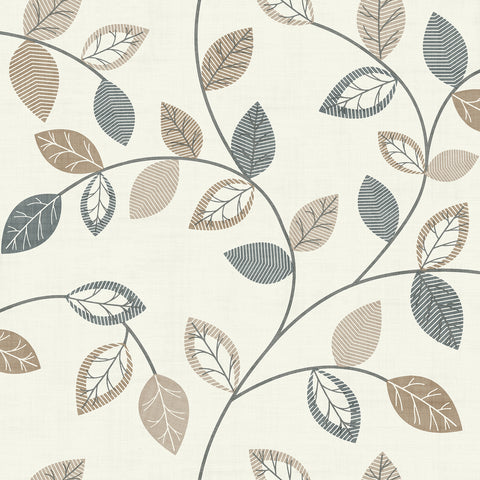 AH925405 Sylvie Neutral Leaf Trail Wallpaper