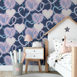 AH925605 Effie Navy Neon Heart Wallpaper