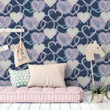 AH925605 Effie Navy Neon Heart Wallpaper