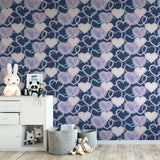 AH925605 Effie Navy Neon Heart Wallpaper