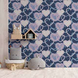 AH925605 Effie Navy Neon Heart Wallpaper