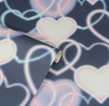 AH925605 Effie Navy Neon Heart Wallpaper