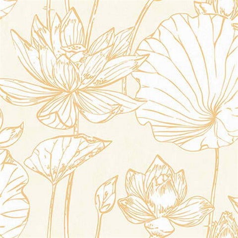 AI42305 Lotus Floral Wallpaper