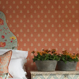 AMW10076.12 Cow Parsley Orange Medallion Wallpaper 