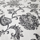 AR31700 Ornate floral paisley botanical Black off White Leaf Outline plants Wallpaper 3D
