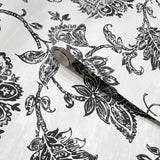 AR31700 Ornate floral paisley botanical Black off White Leaf Outline plants Wallpaper 3D
