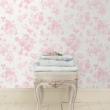 AST4101 Everblooming Rosettes Pink Cabbage Rose Bouquets Wallpaper