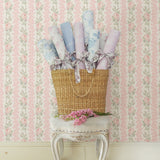 AST4105 Blooming Heirloom Marie Pink Rose Stripe Wallpaper