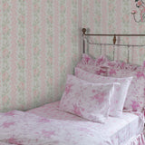 AST4105 Blooming Heirloom Marie Pink Rose Stripe Wallpaper