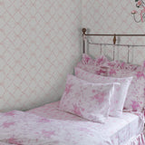AST4114 Baby Bow Light Pink Ribbon Trellis Wallpaper