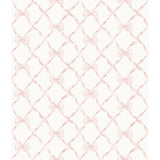 AST4114 Baby Bow Light Pink Ribbon Trellis Wallpaper