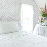 AST4168 Baby Bow Light Blue Ribbon Trellis Wallpaper