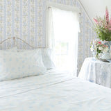 AST4171 Blooming Heirloom Light Blue Rose Stripe Wallpaper