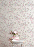 AST4653 Cabbage Rose Bow Pretty in Pink Ribbons & Roses Wallpaper