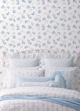 AST6085 Ribbon Rosa French Blue Loose Roses Wallpaper