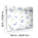 AST6085 Ribbon Rosa French Blue Loose Roses Wallpaper