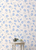 AST6085 Ribbon Rosa French Blue Loose Roses Wallpaper
