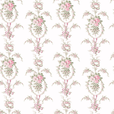 AST6088 Rose Cheeks Party Pink Floral Cluster Wallpaper