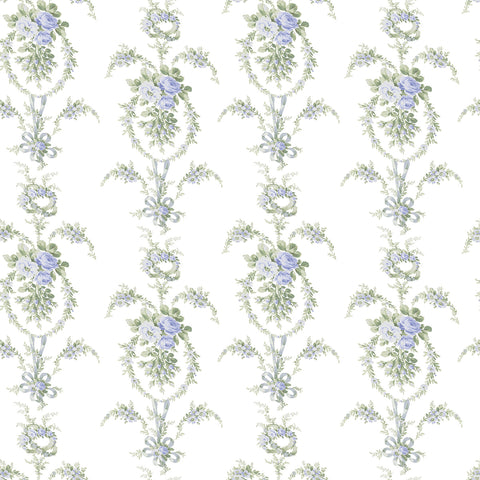 AST6089 Rose Cheeks Blye Elysees Floral Cluster Wallpaper