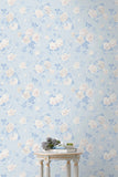 AST6492 Everblooming Rosettes Whisper Blue Cabbage Rose Bouquets Wallpaper