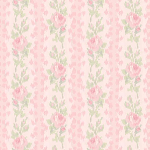 AST6493 Blooming Heirloom Strawberry Macaron Rose Stripe Wallpaper