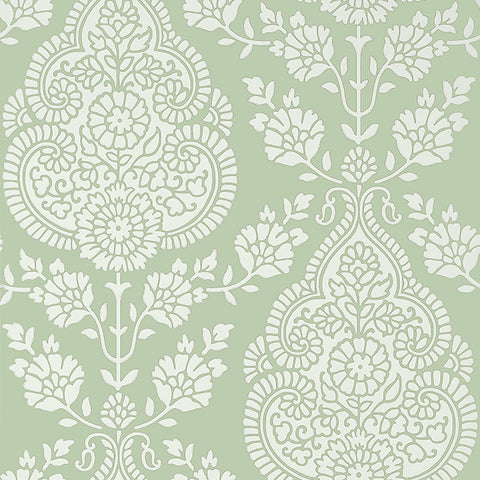 AT57867 Balmuccia Damask Soft Green Wallpaper
