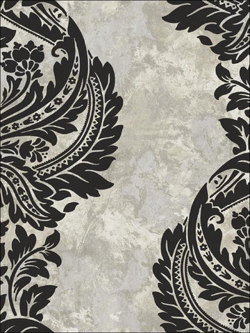 AV51300 Newton Damask Black and Grey Wallpaper
