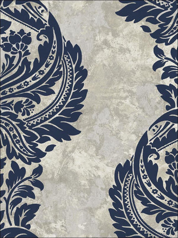 AV51310 Newton Damask Blue and Grey Wallpaper