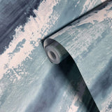 AV51702 Watercolor brushstrokes Moseley Waves blue aqua navy white coastal wallpaper 3D