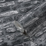 BB51112 Brickshire Residents Motif Silver Grey Wallpaper