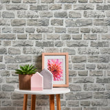 BB51122 Stone Symphony Motif Silver Grey Wallpaper