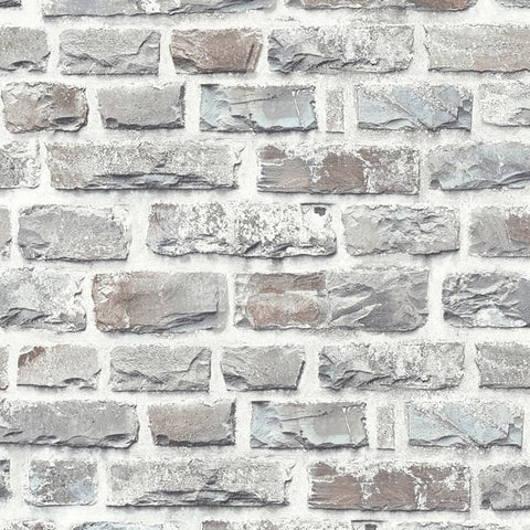 BB51124 Stone Symphony Motif Silver Grey Wallpaper