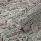 BB51125 Stone Symphony Motif Silver Grey Wallpaper