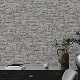 BB51125 Stone Symphony Motif Silver Grey Wallpaper
