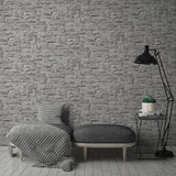 BB51125 Stone Symphony Motif Silver Grey Wallpaper