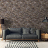 BB51145 Rocky Retreat Motif Bronze Brown Wallpaper