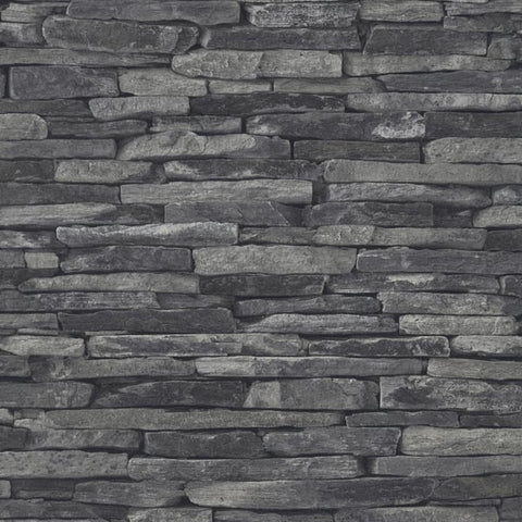 BB51146 Rocky Retreat Motif Silver Grey Wallpaper