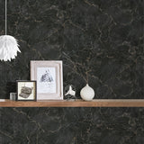 BB51155 Luxurious Marble Motif Black Wallpaper