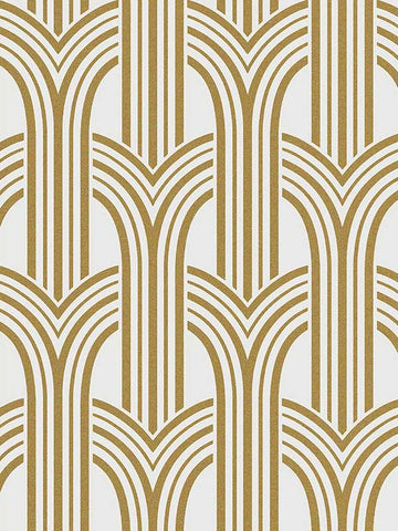 BD50406 Deco Arches Antique Gold and Pearl Wallpaper