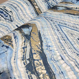 BH8398 Blue gold metallic Kaleidoscope faux marble mineral stone Wallpaper York
