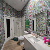 BL1701 Multicolor blue Jungle Tropical flower rainforest leaves frogs lizards Wallpaper