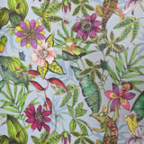 BL1701 Multicolor blue Jungle Tropical flower rainforest leaves frogs lizards Wallpaper