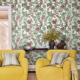 BL1702 Multicolor white Jungle Tropical flower rainforest leaves frogs lizard Wallpaper
