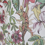 BL1702 Multicolor white Jungle Tropical flower rainforest leaves frogs lizard Wallpaper
