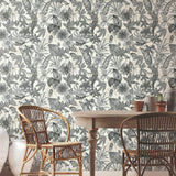 BL1703 Rainforest White Charcoal Wallpaper