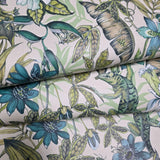 BL1705 Beige blue green Jungle Tropical flower rainforest leaves frogs lizard Wallpaper