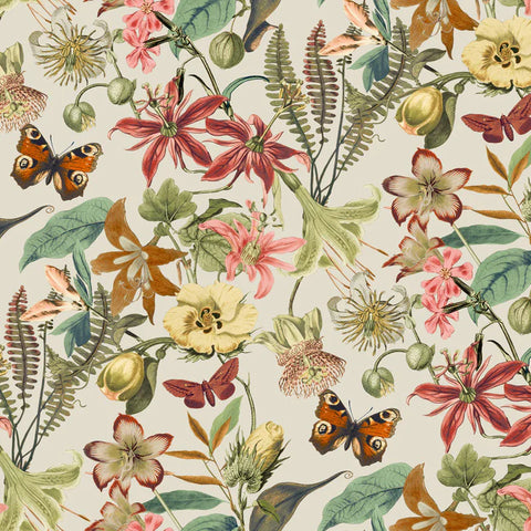BL1724 Butterfly House Light Taupe Coral Wallpaper
