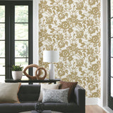 BL1732 Brushstroke Floral Gold Wallpaper