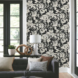 BL1733 Brushstroke Floral Black Wallpaper