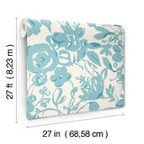 BL1736 Brushstroke Floral Aqua Wallpaper